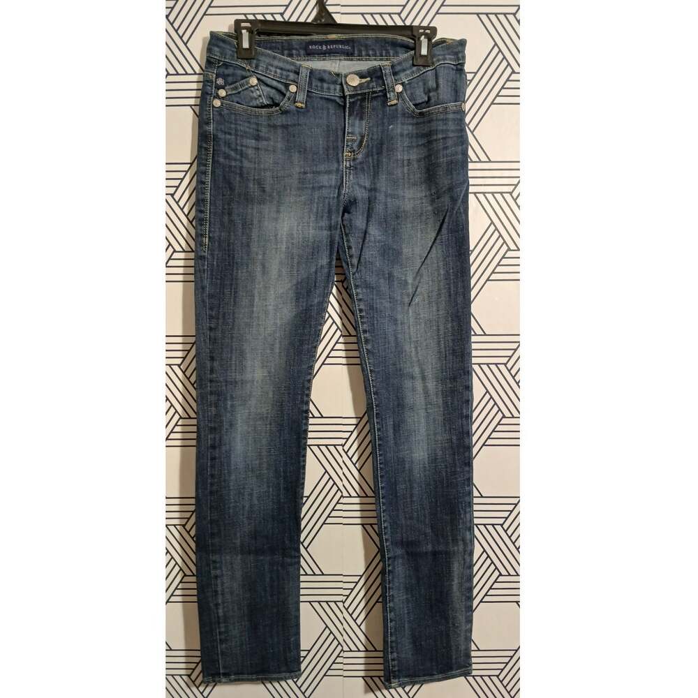 Rock & Republic Womens Sz 8 Skinny Jeans Dark Wash